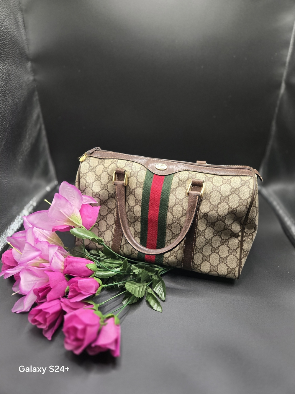 Vintage Gucci GG Supreme Sherry Line Boston Bag